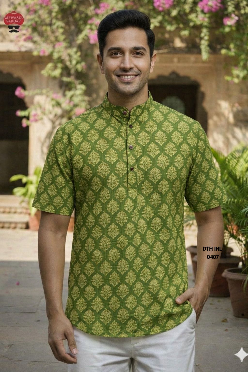 Men’s Lavender Purple Ethnic Printed Short Kurta Shirt